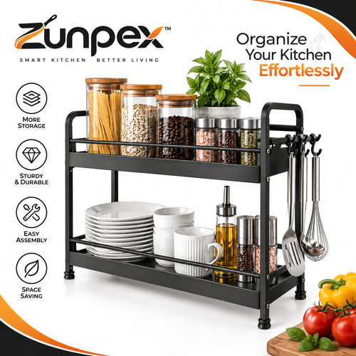 ZUNPEX 2-Tier Countertop Kitchen Organizer
