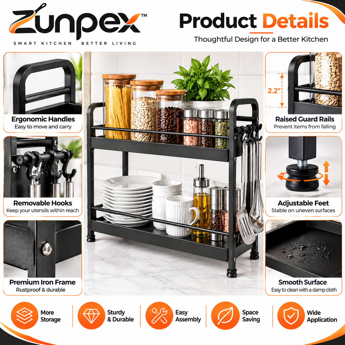 ZUNPEX 2-Tier Countertop Kitchen Organizer