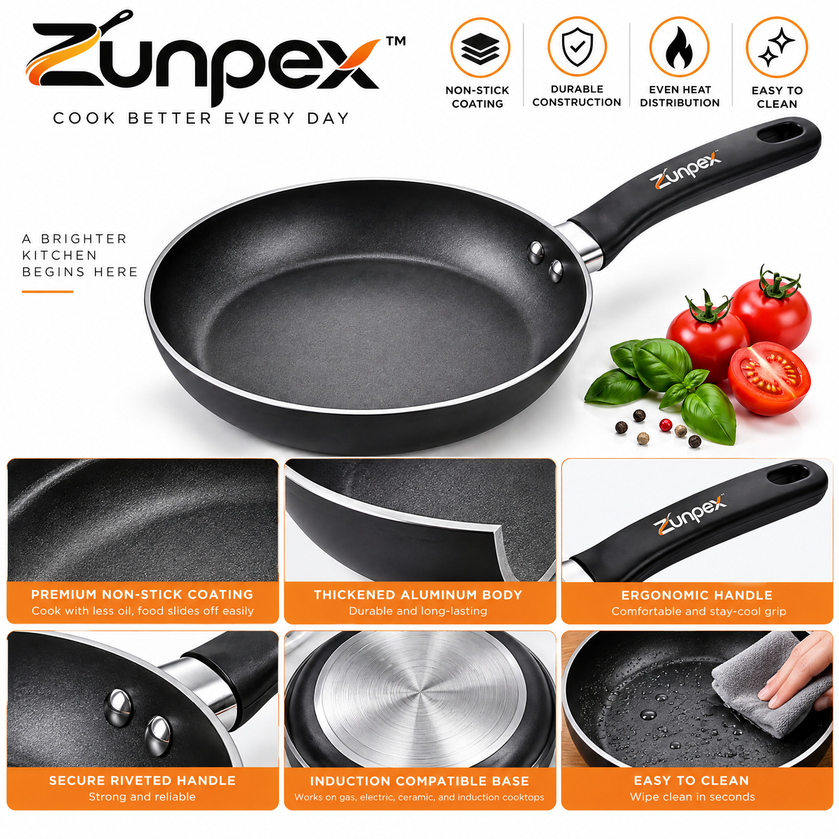 ZUNPEX Nonstick Frying Pan