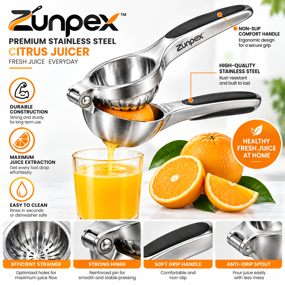 ZUNPEX Manual Citrus Juicer Press