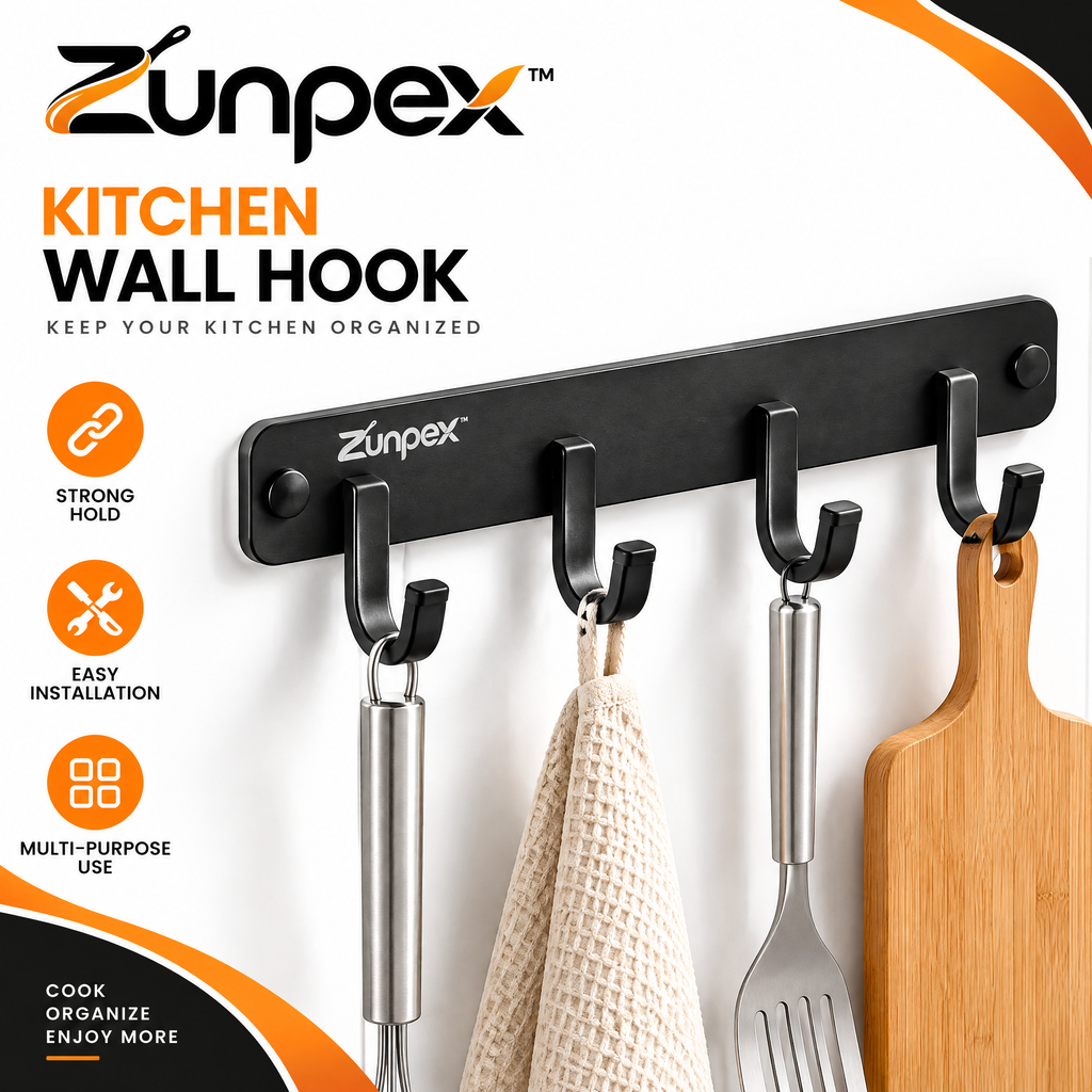 ZUNPEX Wall-Mounted Kitchen Hook Rack