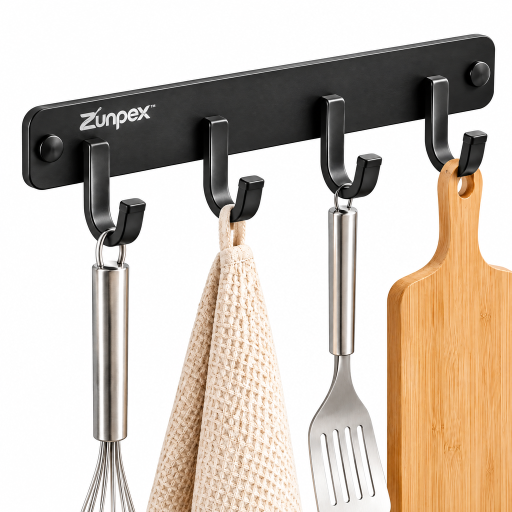 ZUNPEX Wall-Mounted Kitchen Hook Rack