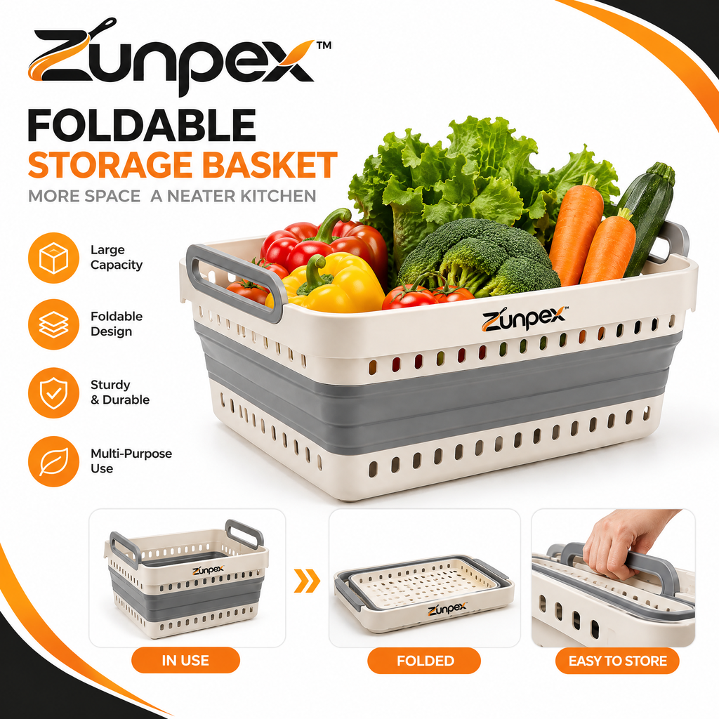 ZUNPEX Foldable Kitchen Storage Basket