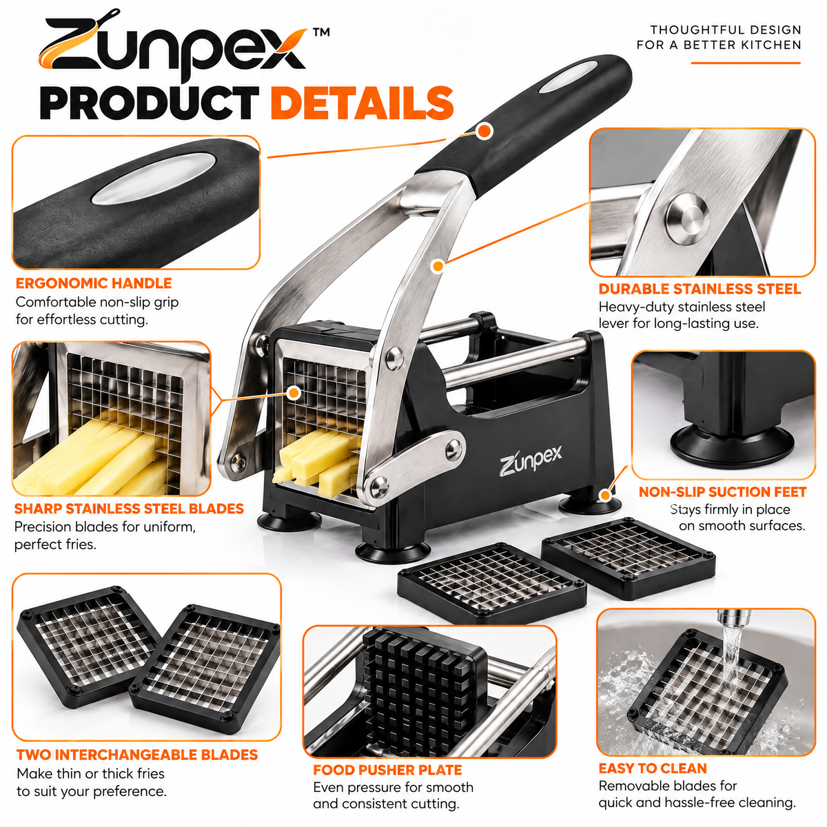 ZUNPEX French Fry & Vegetable Cutter