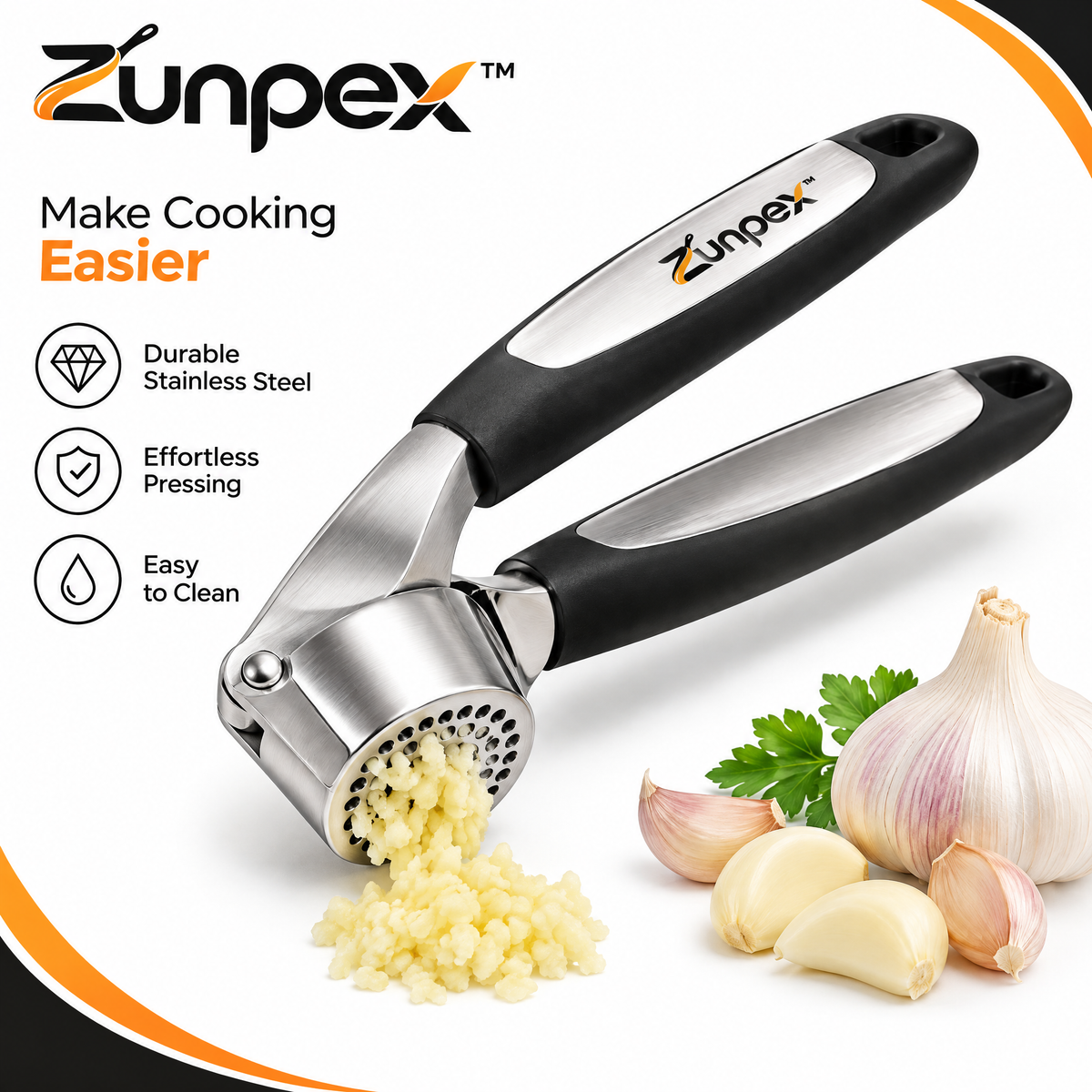 ZUNPEX Handheld Garlic Press