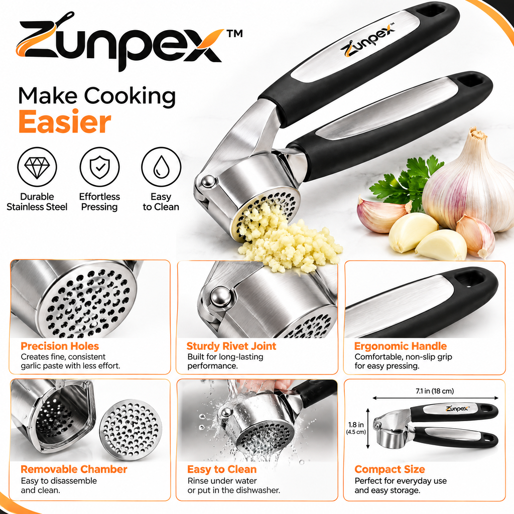 ZUNPEX Handheld Garlic Press