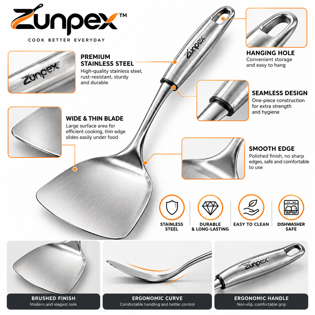 ZUNPEX Stainless Steel Wok Spatula