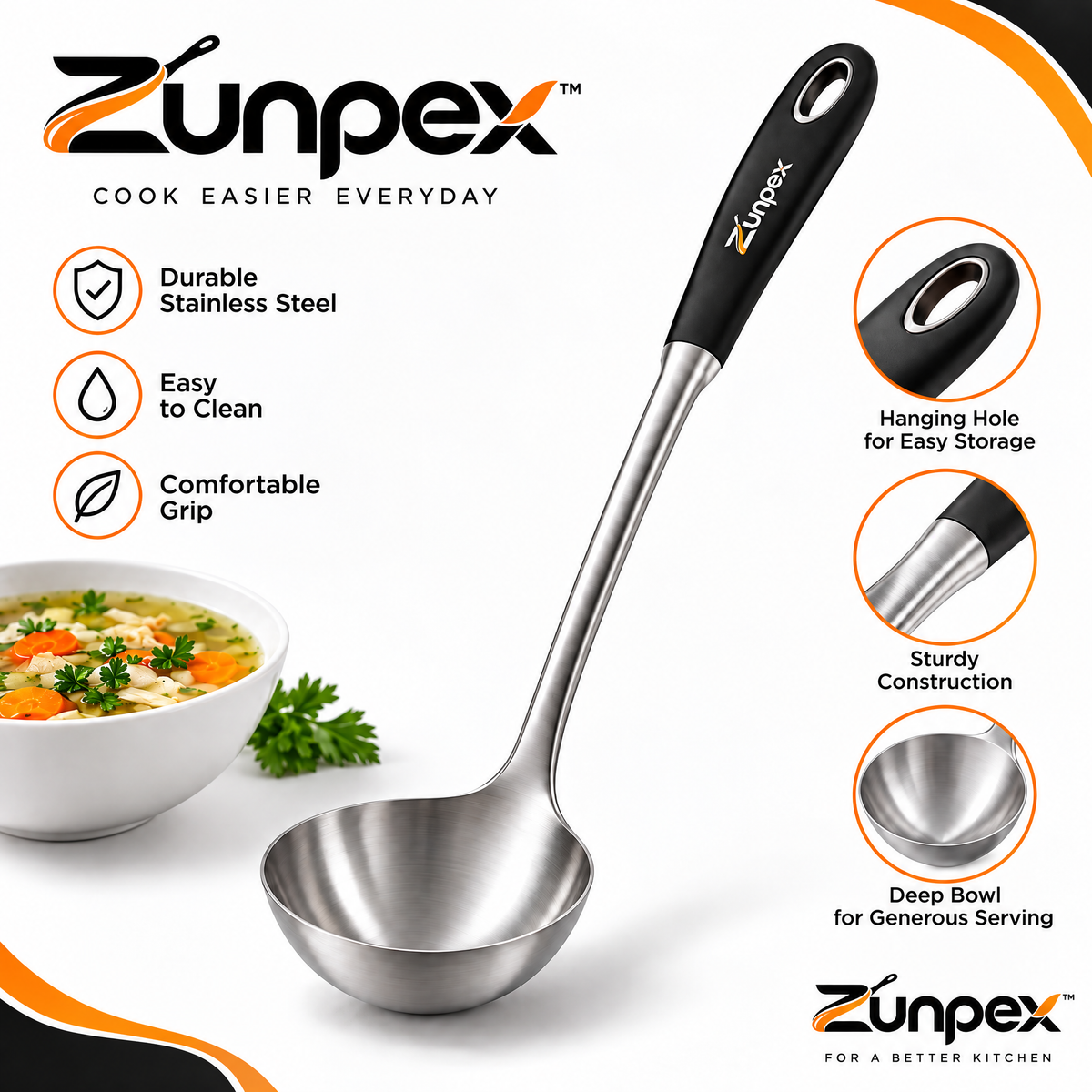 ZUNPEX Stainless Steel Soup Ladle