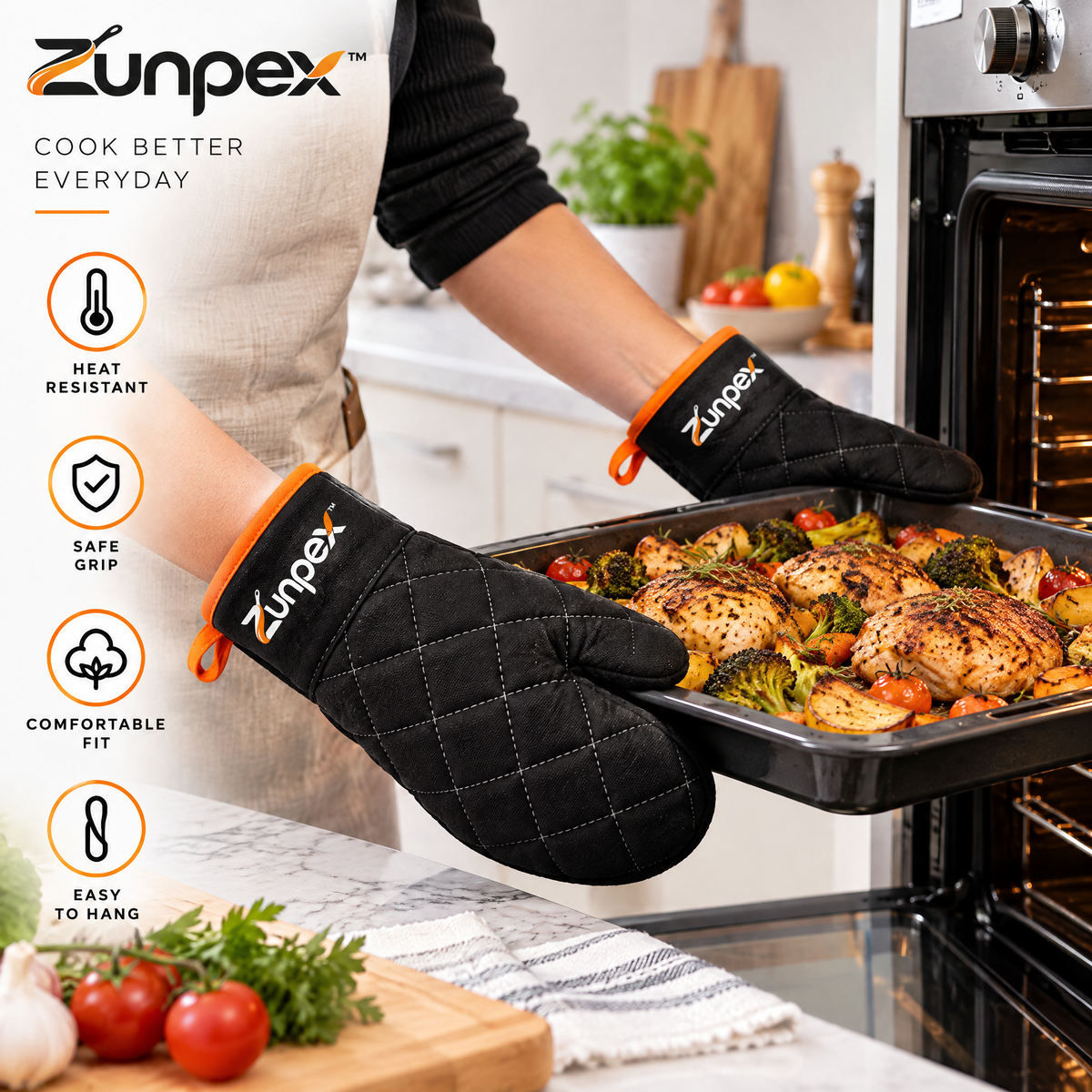 ZUNPEX Heat-Resistant Oven Mitt Set